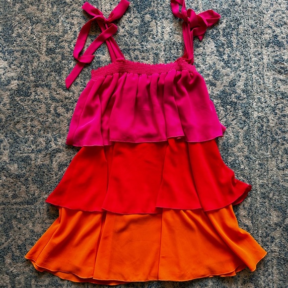 Red, orange, pink summer tie-strap dress - Picture 1 of 4